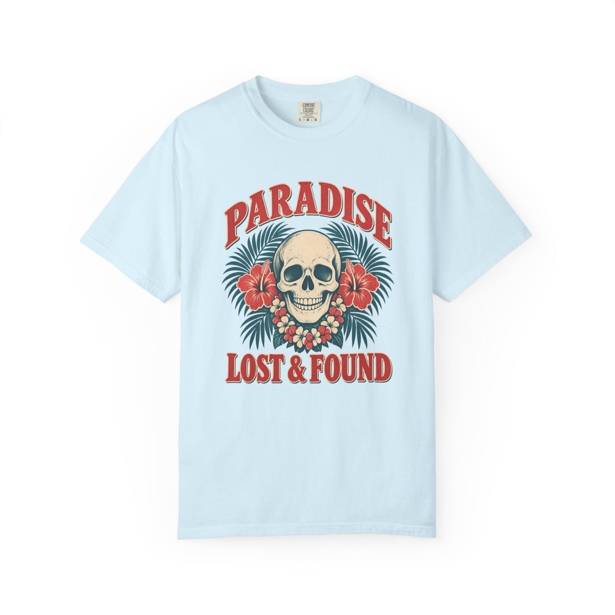 Paradise Lost and Found Tee | Tropical Skull Hibiscus Shirt | Vintage Surf T-Shirt | Comfort Colors Pepper