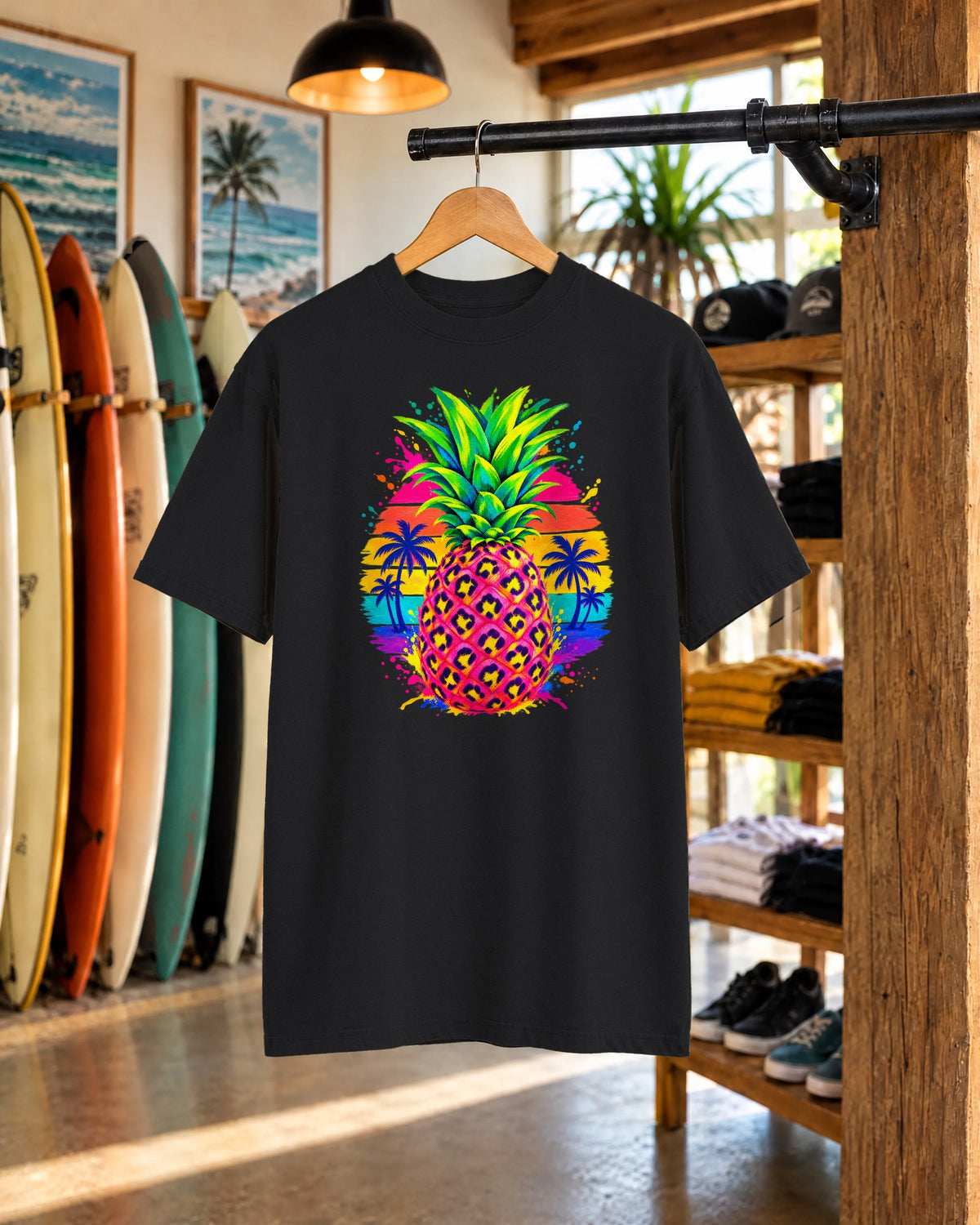 Neon Leopard Pineapple Shirt | Tropical Pineapple Sunset Tee | Comfort Colors T-Shirt