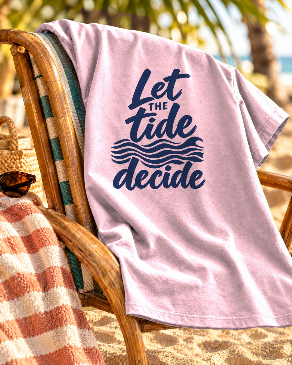 Let The Tide Decide Shirt | Wave Lines Script Tee | Comfort Colors T-Shirt