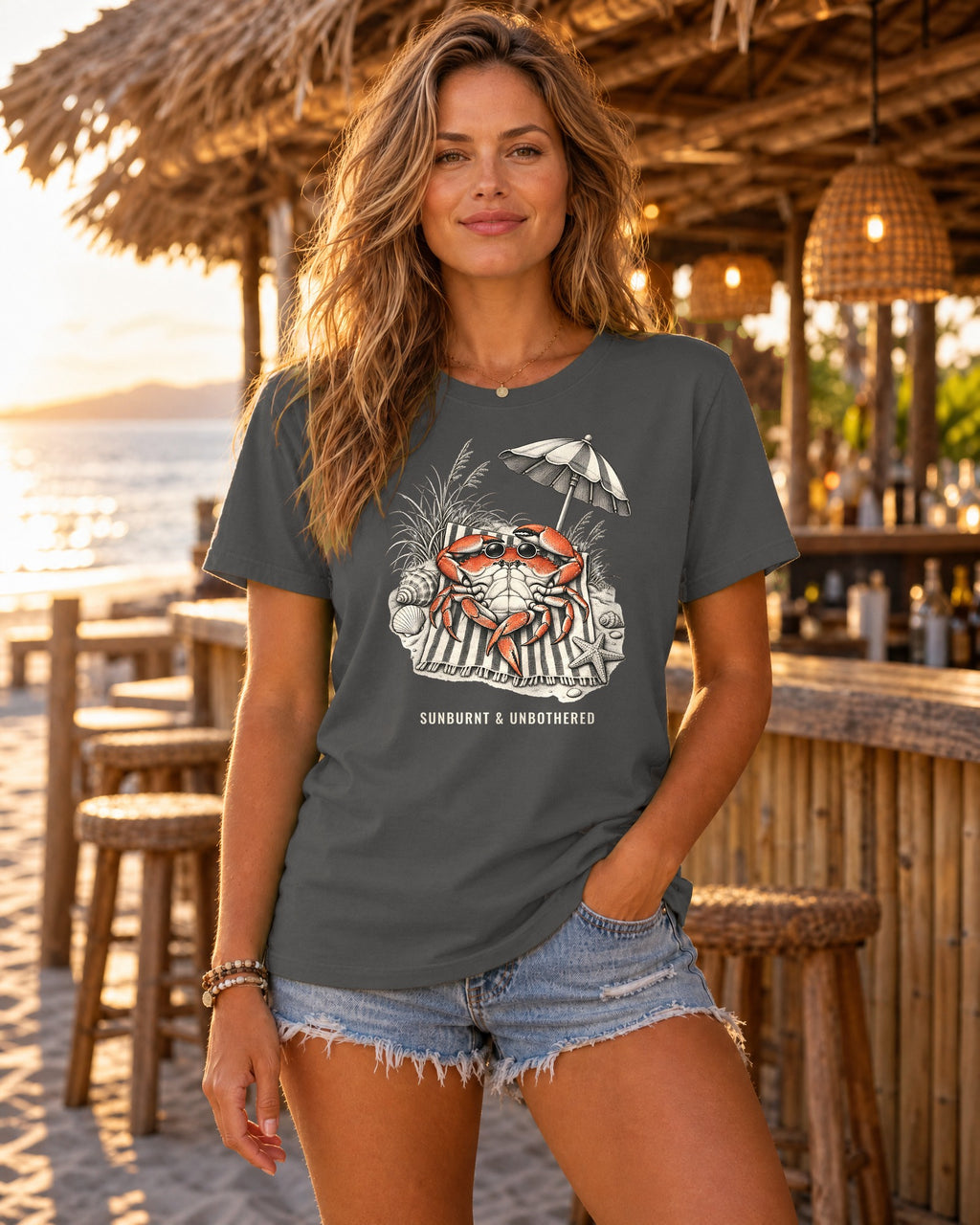 Sunburnt And Unbothered Crab Shirt | Funny Beach Crab Tee | Comfort Colors T-Shirt