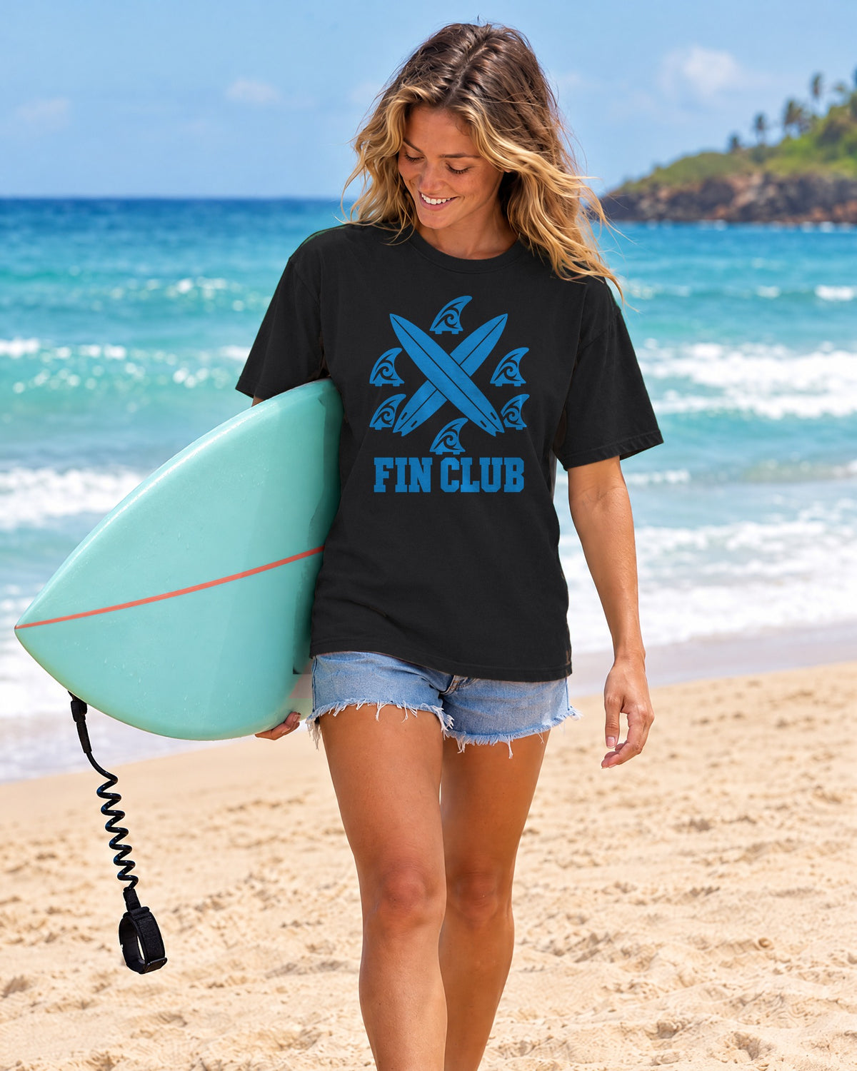 Fin Club Surf Shirt | Tribal Surf Fins Varsity Tee | Comfort Colors T-Shirt