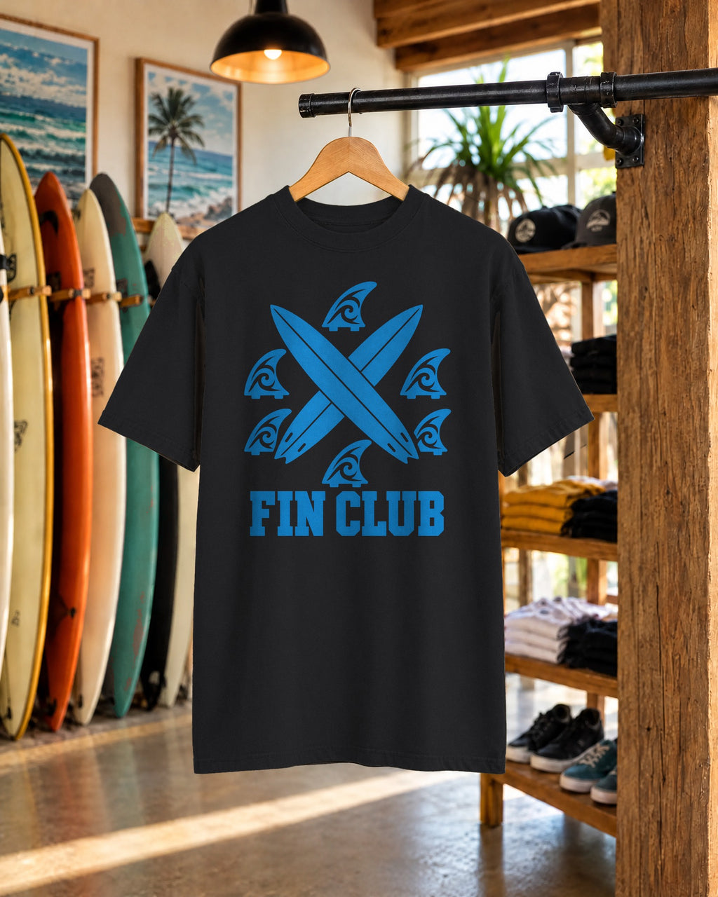 Fin Club Surf Shirt | Tribal Surf Fins Varsity Tee | Comfort Colors T-Shirt