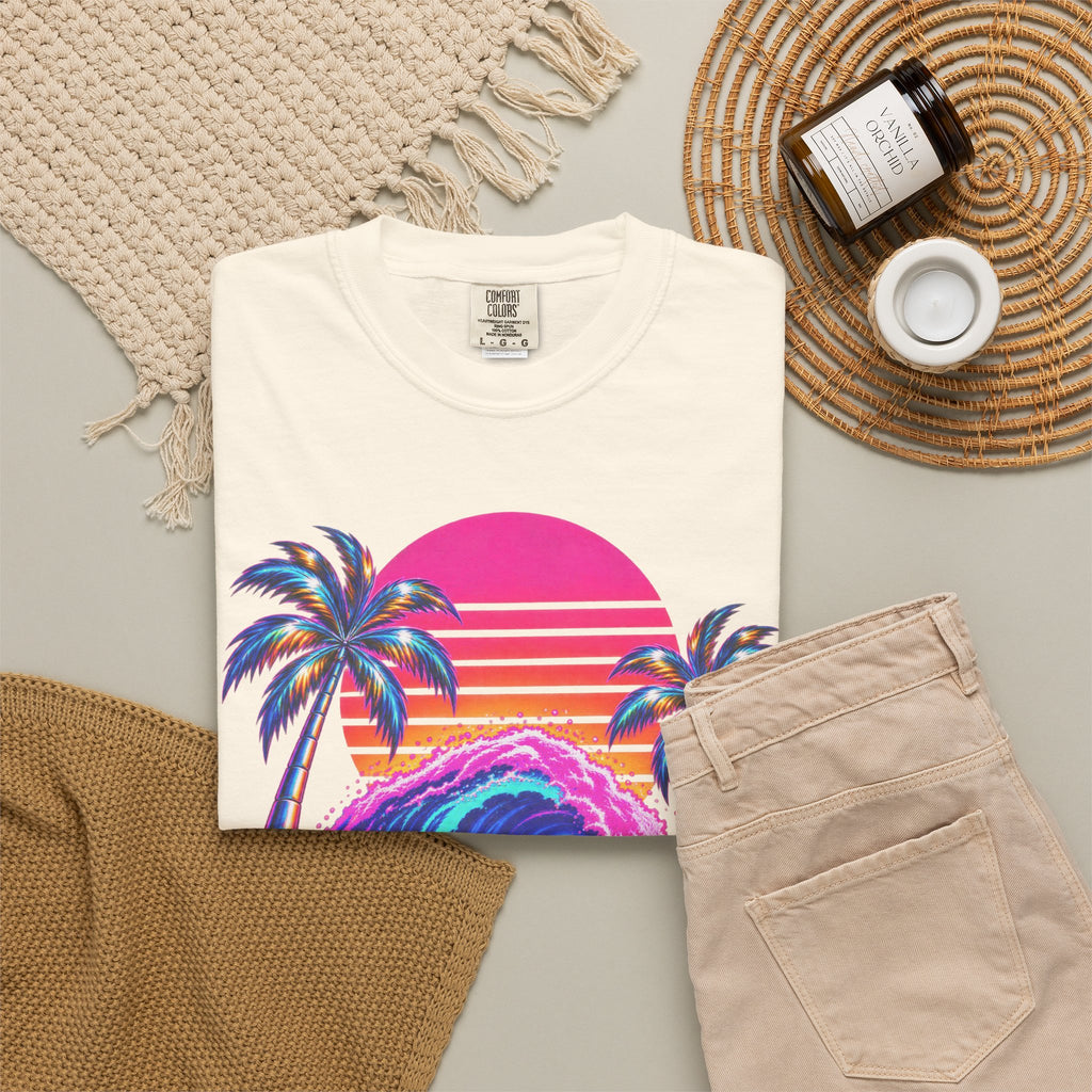 Neon Swell Tee | 80s Neon Surf Shirt | Retro Wave T-Shirt | Comfort Colors