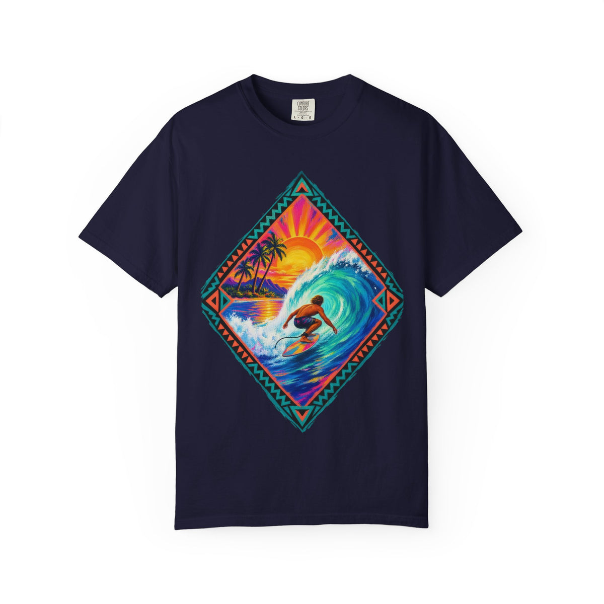Tribal Barrel Wave Surf Shirt | Polynesian Surfer Tee | Comfort Colors T-Shirt