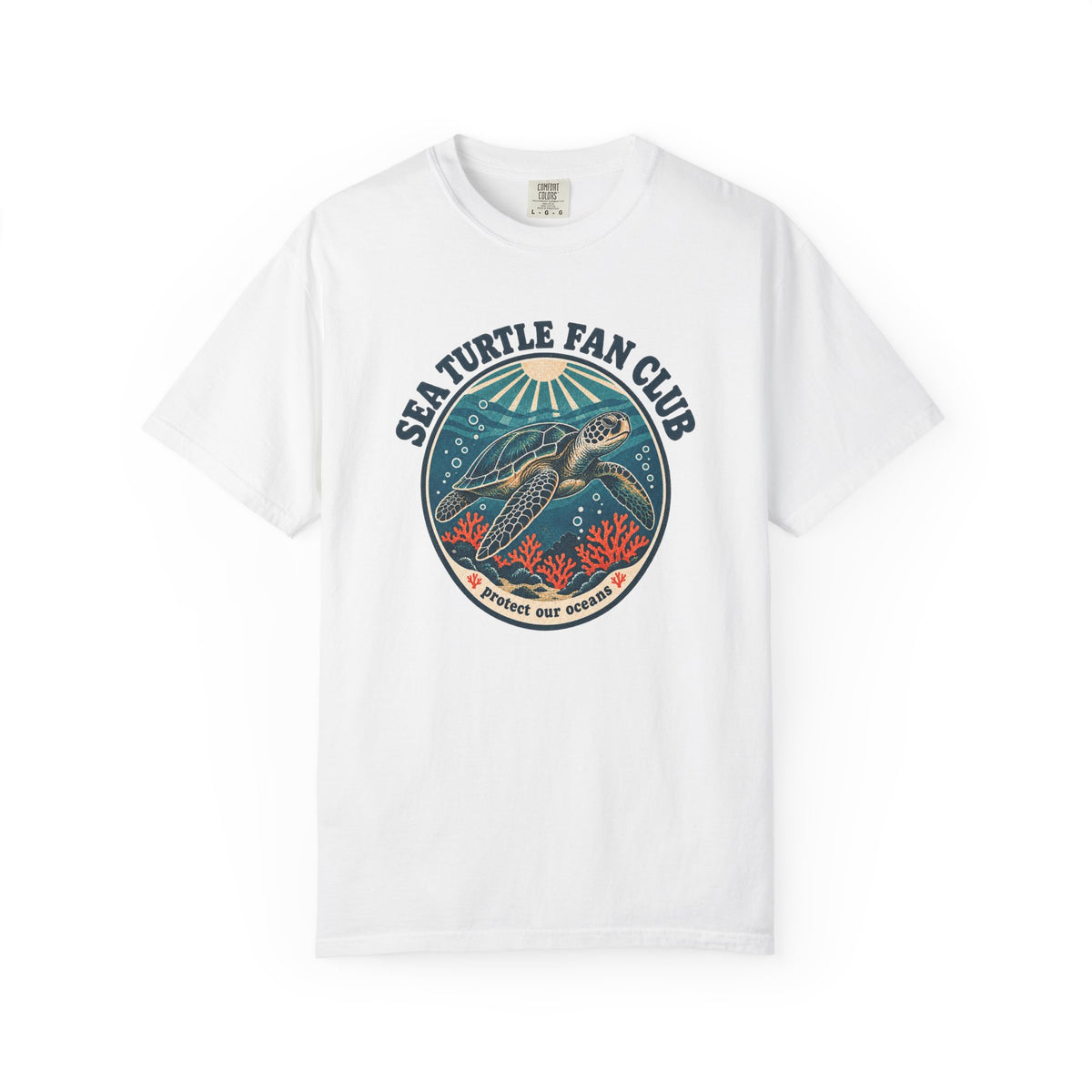 Sea Turtle Fan Club Tee | Vintage Turtle Coral Shirt | Protect Our Oceans T-Shirt | Comfort Colors Gift