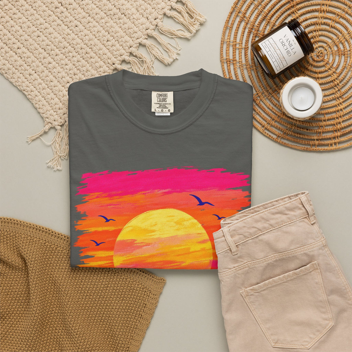 Grunge Sunset Surfer Shirt | Retro Stripe Surf Tee | Comfort Colors T-Shirt