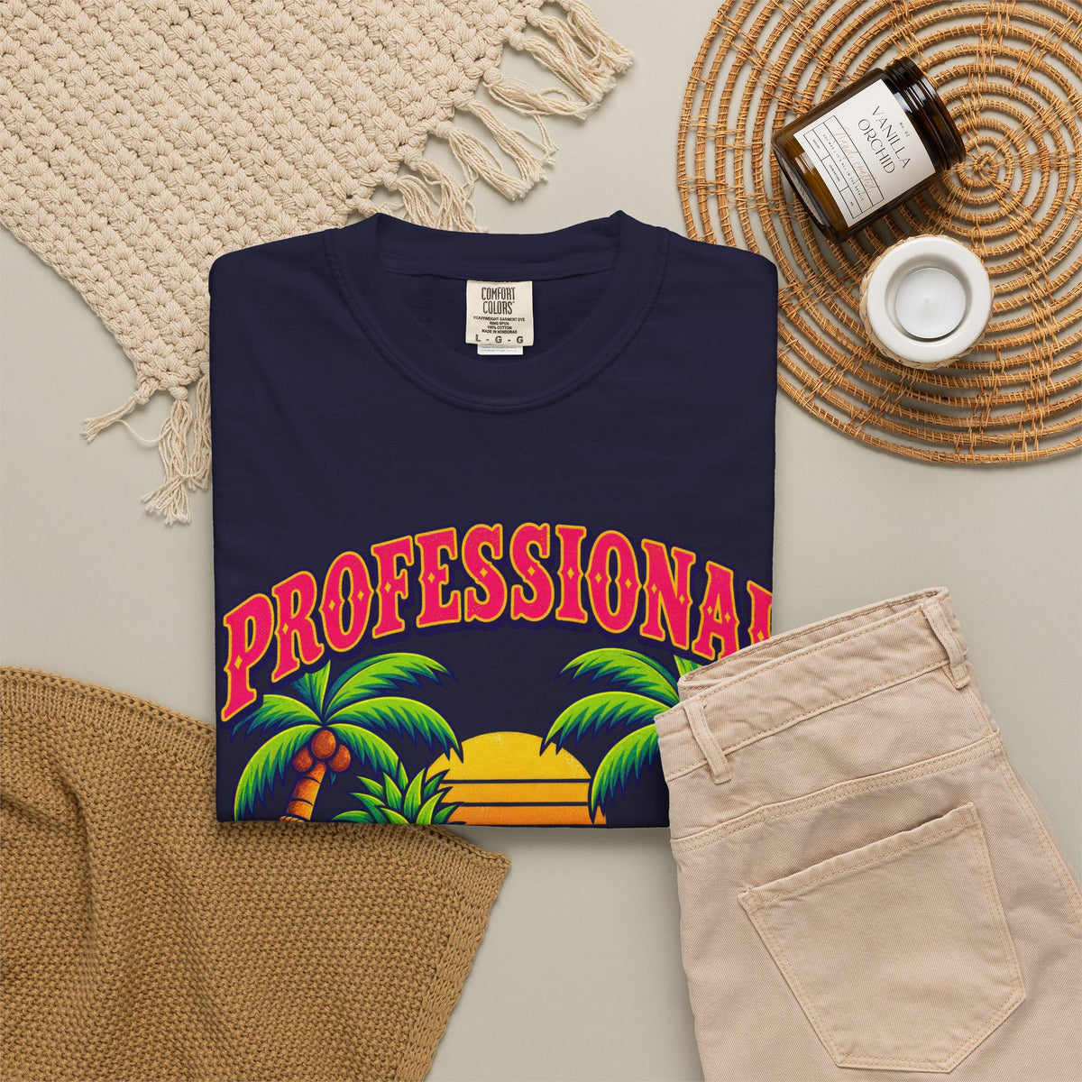 Professional Beach Bum Tee | Funny Pineapple Hammock Shirt | Retro Vacation T-Shirt | Comfort Colors