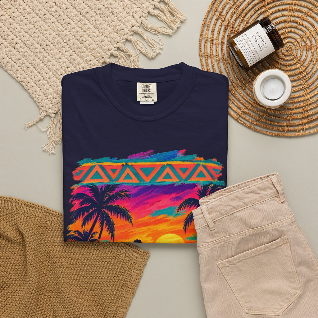 Surfer Walking To The Lineup Shirt | Tribal Sunset Surf Tee | Comfort Colors T-Shirt