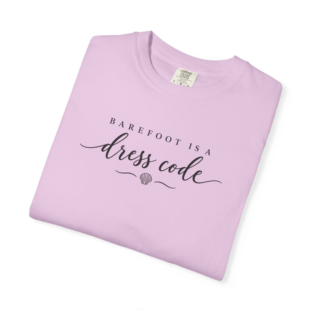 Barefoot Is A Dress Code Tee | Minimalist Beach Script Shirt | Coastal Womens T-Shirt | Comfort Colors