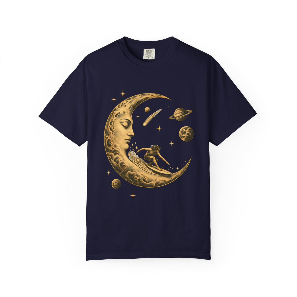 Moon Rider Surfer Shirt | Celestial Moon Surf Tee | Comfort Colors T-Shirt