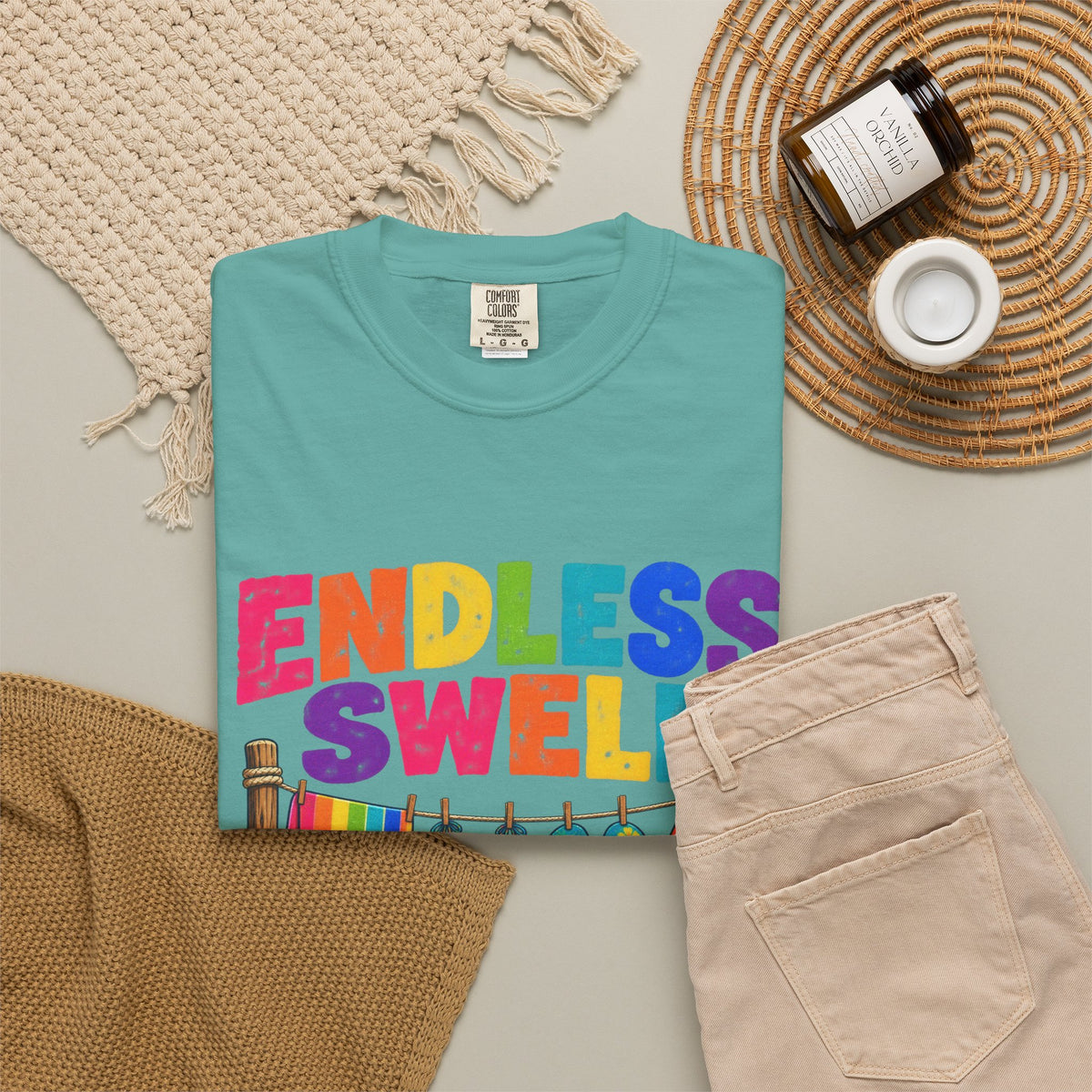 Endless Swell Season Tee | Retro Beach Clothesline Shirt | Colorful Surf T-Shirt | Comfort Colors