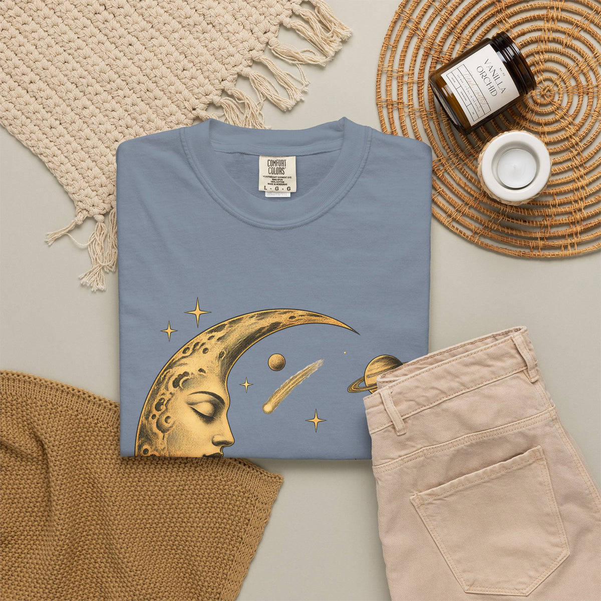Moon Rider Surfer Shirt | Celestial Moon Surf Tee | Comfort Colors T-Shirt