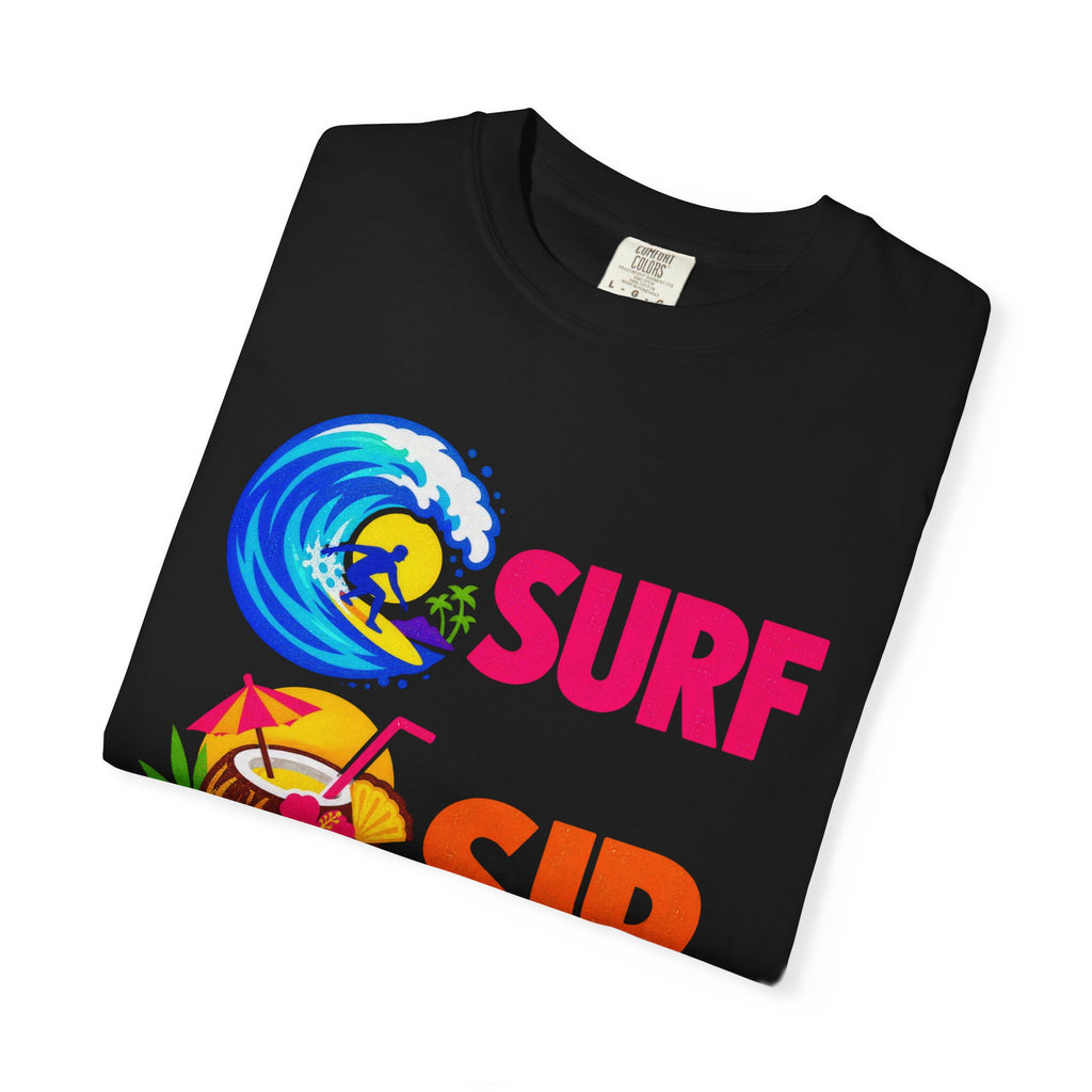Surf Sip Repeat Tee | Surf & Cocktail Shirt | Funny Beach T-Shirt | Comfort Colors
