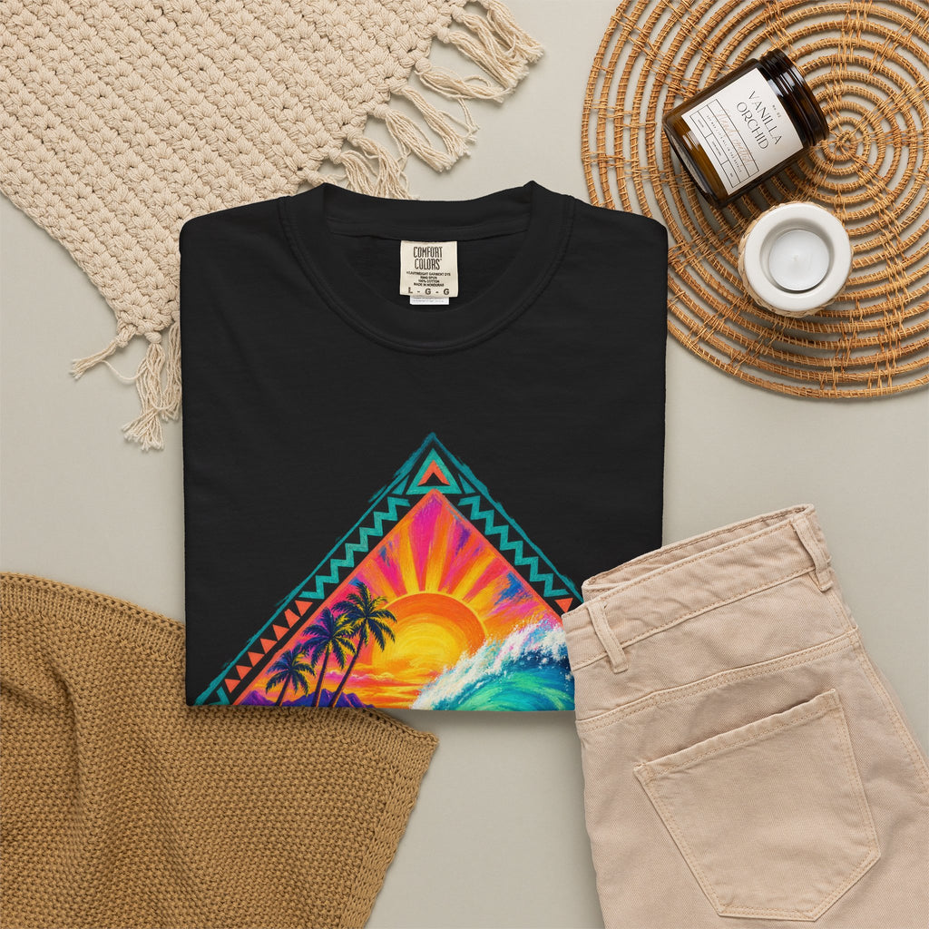 Tribal Barrel Wave Surf Shirt | Polynesian Surfer Tee | Comfort Colors T-Shirt