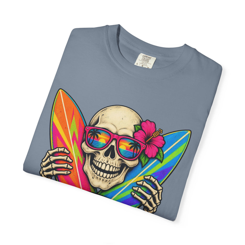 Surf Till You're Bones Tee | Funny Skeleton Surf Shirt | Retro Surfer T-Shirt | Comfort Colors