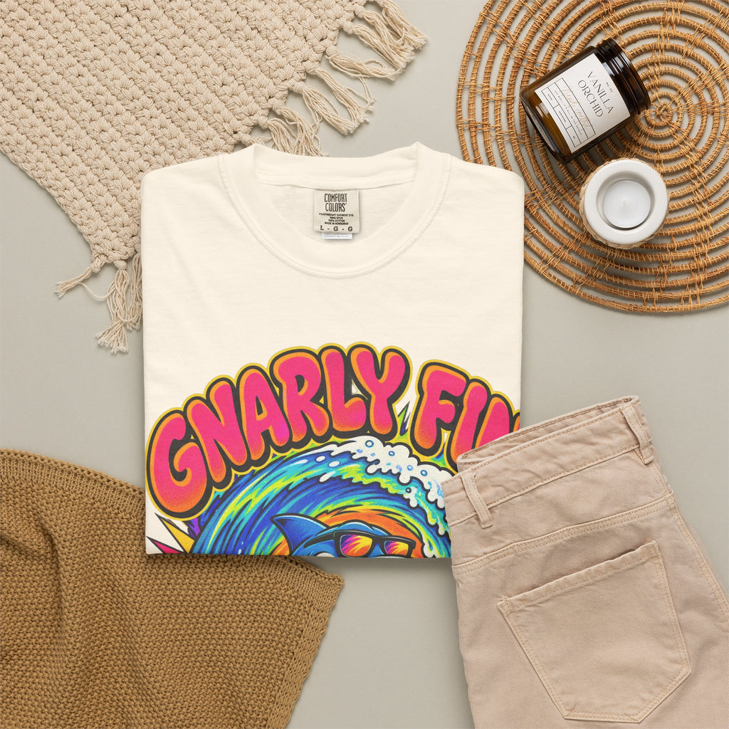 Gnarly Fin Surf Club Tee | Retro Shark Surf Shirt | Funny Shark T-Shirt | Comfort Colors