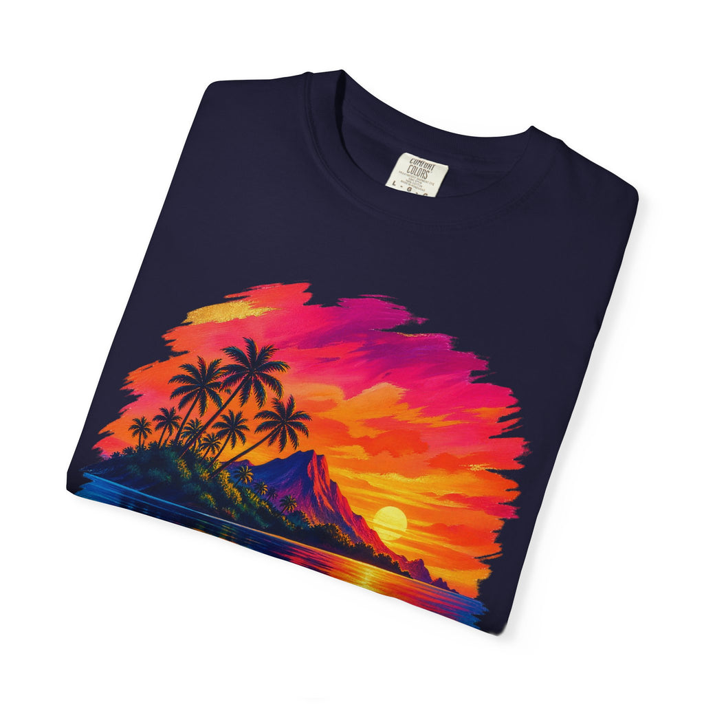 Volcano Island Sunset Shirt | Tropical Island Wave Tee | Comfort Colors T-Shirt