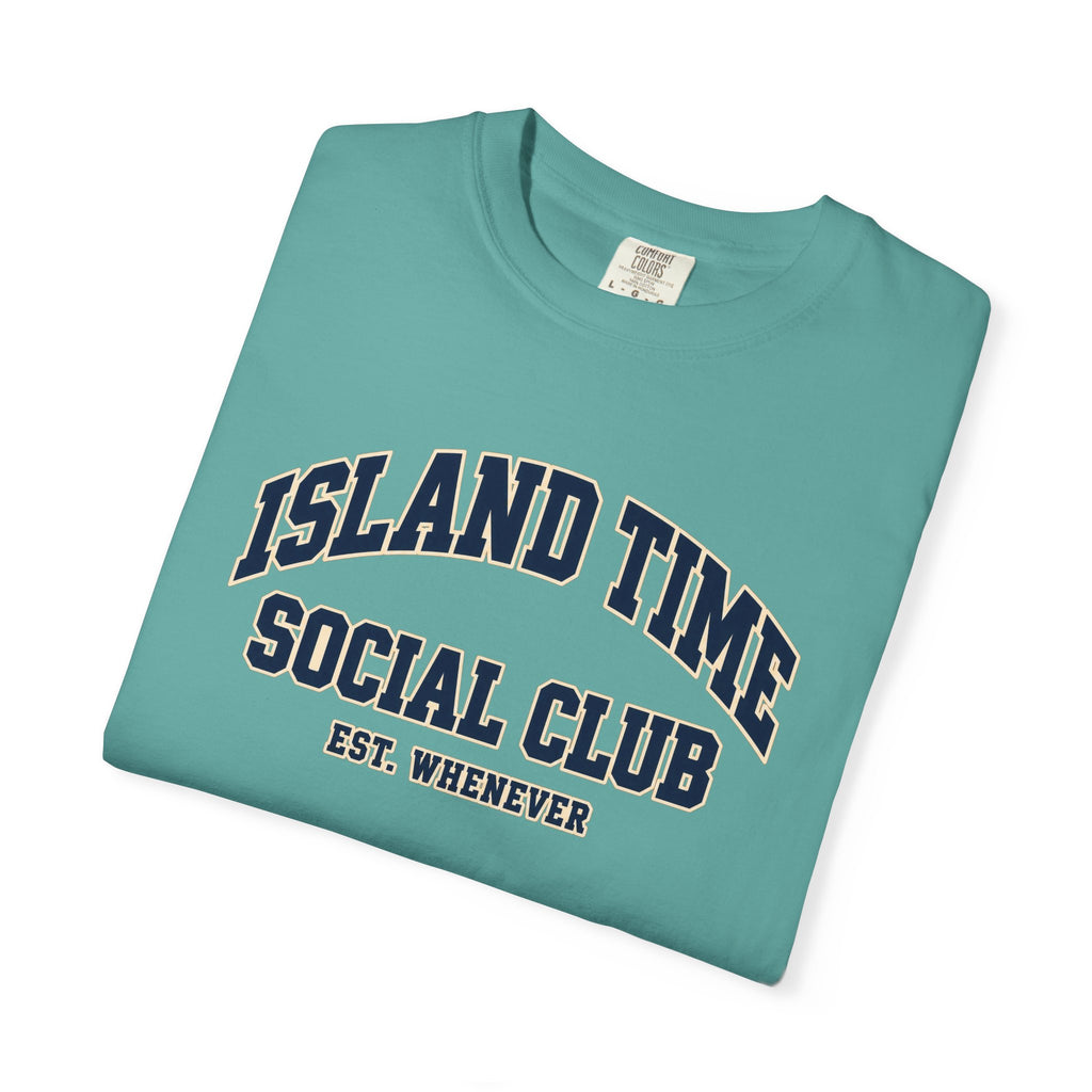 Island Time Social Club Tee | Est. Whenever | Varsity Beach T-Shirt | Comfort Colors Vacation Shirt