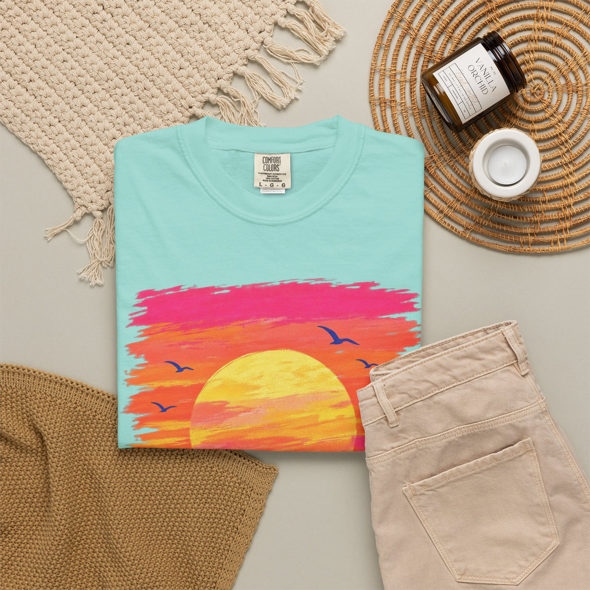 Grunge Sunset Surfer Shirt | Retro Stripe Surf Tee | Comfort Colors T-Shirt