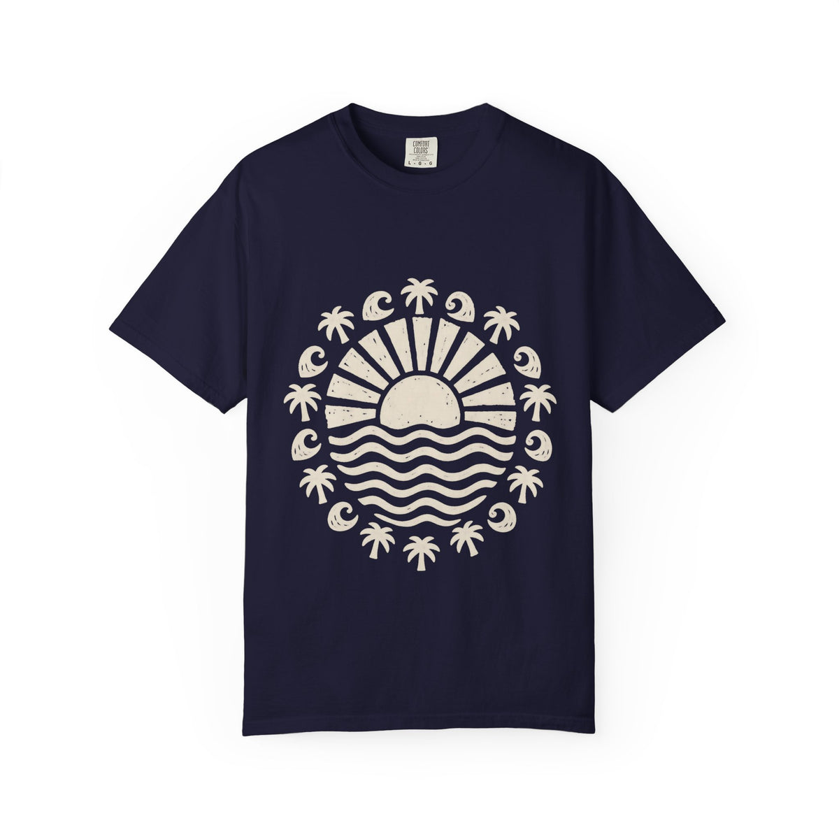 Linocut Sun Wave Shirt | Minimal Palm Medallion Tee | Comfort Colors T-Shirt