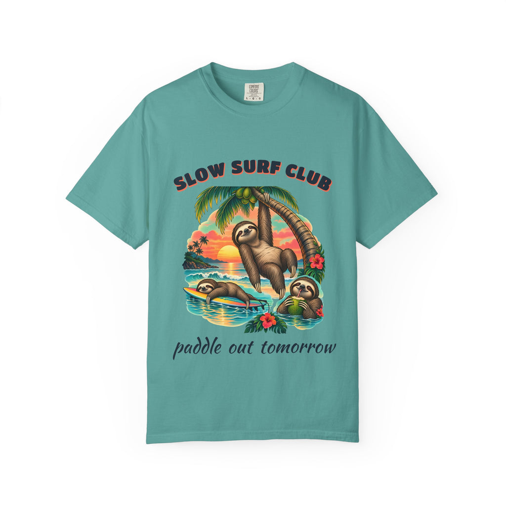 Slow Surf Club Sloth Shirt | Funny Sloth Surf Tee | Comfort Colors T-Shirt