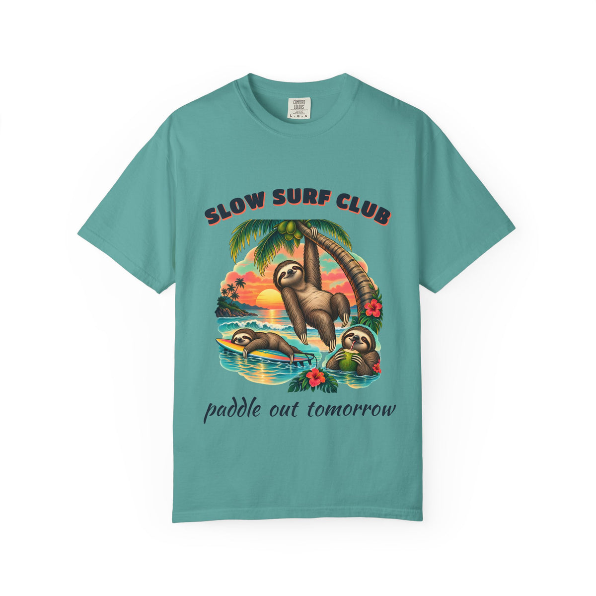 Slow Surf Club Sloth Shirt | Funny Sloth Surf Tee | Comfort Colors T-Shirt