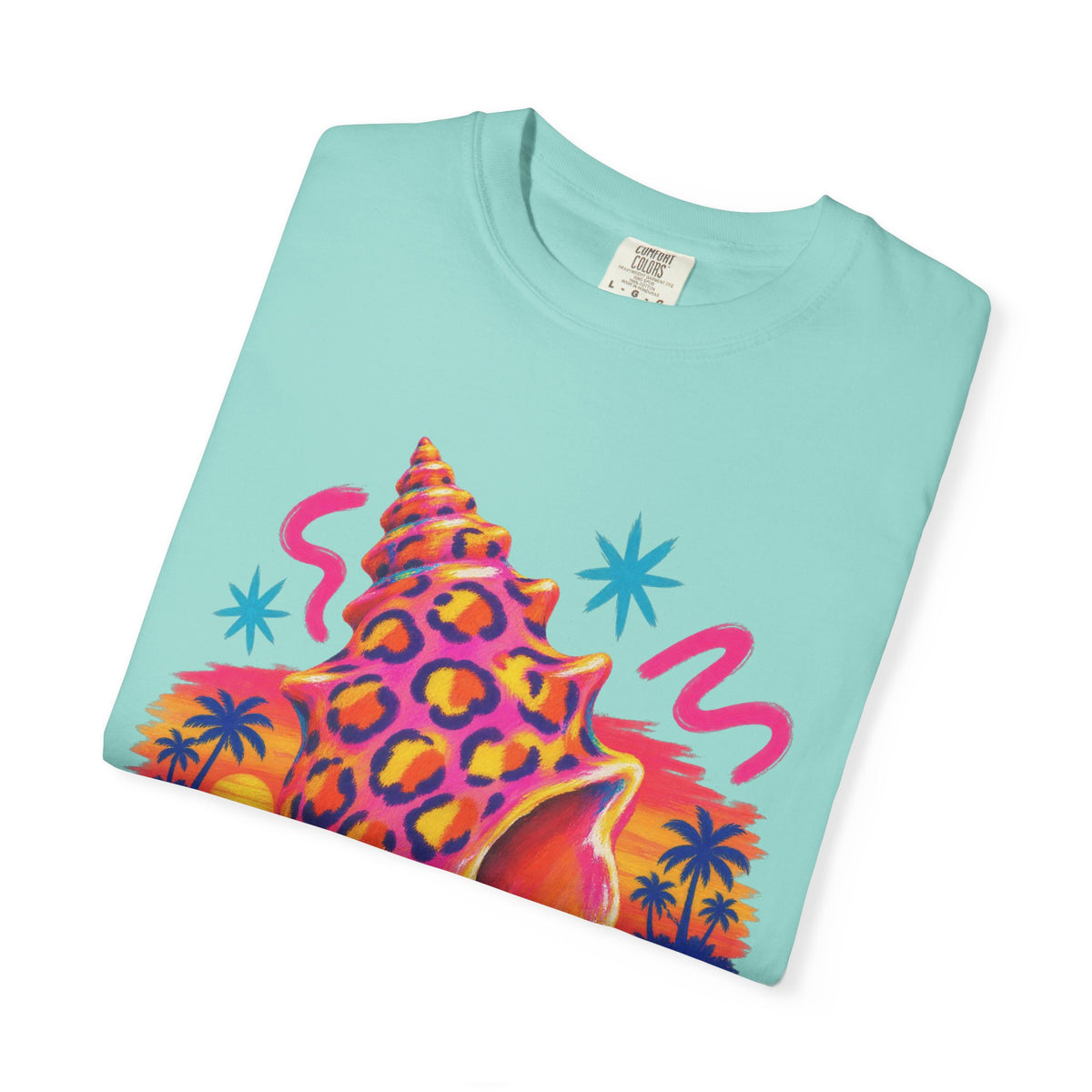 Leopard Conch Shell Shirt | Neon Sunset Beach Tee | Comfort Colors T-Shirt
