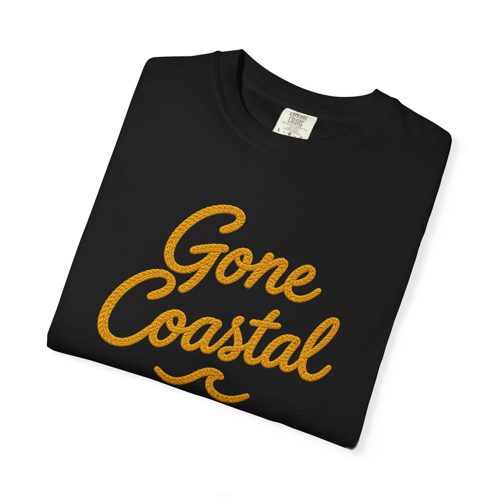 Gone Coastal Tee | Embroidered Look Script Beach Shirt | Coastal Living T-Shirt | Comfort Colors Blue Jean
