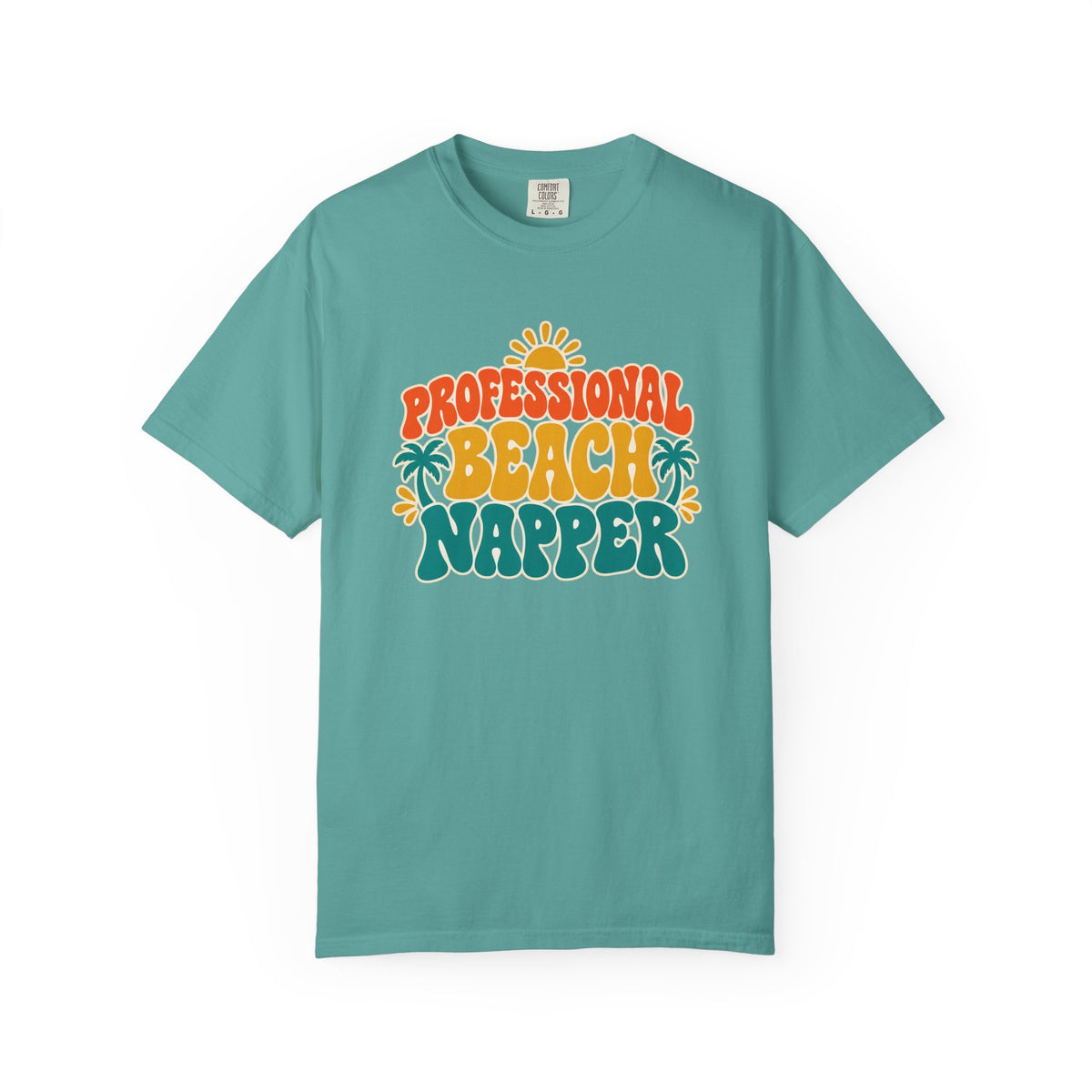 Professional Beach Napper Tee | Funny Beach Shirt | Retro Sun & Palm Vacation T-Shirt | Comfort Colors Beach Gift