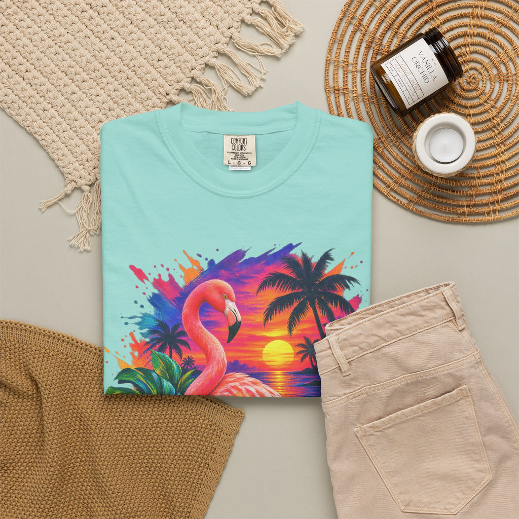 Flamingo Sunset Shirt | Tropical Flamingo Paradise Tee | Comfort Colors T-Shirt