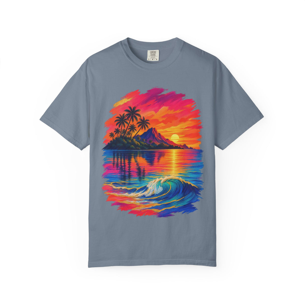Volcano Island Sunset Shirt | Tropical Island Wave Tee | Comfort Colors T-Shirt