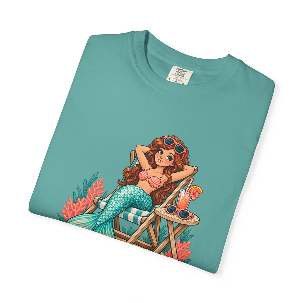 Mermaid Off Duty Tee | Cute Mermaid Beach Chair Shirt | Funny Vacation T-Shirt | Comfort Colors Watermelon