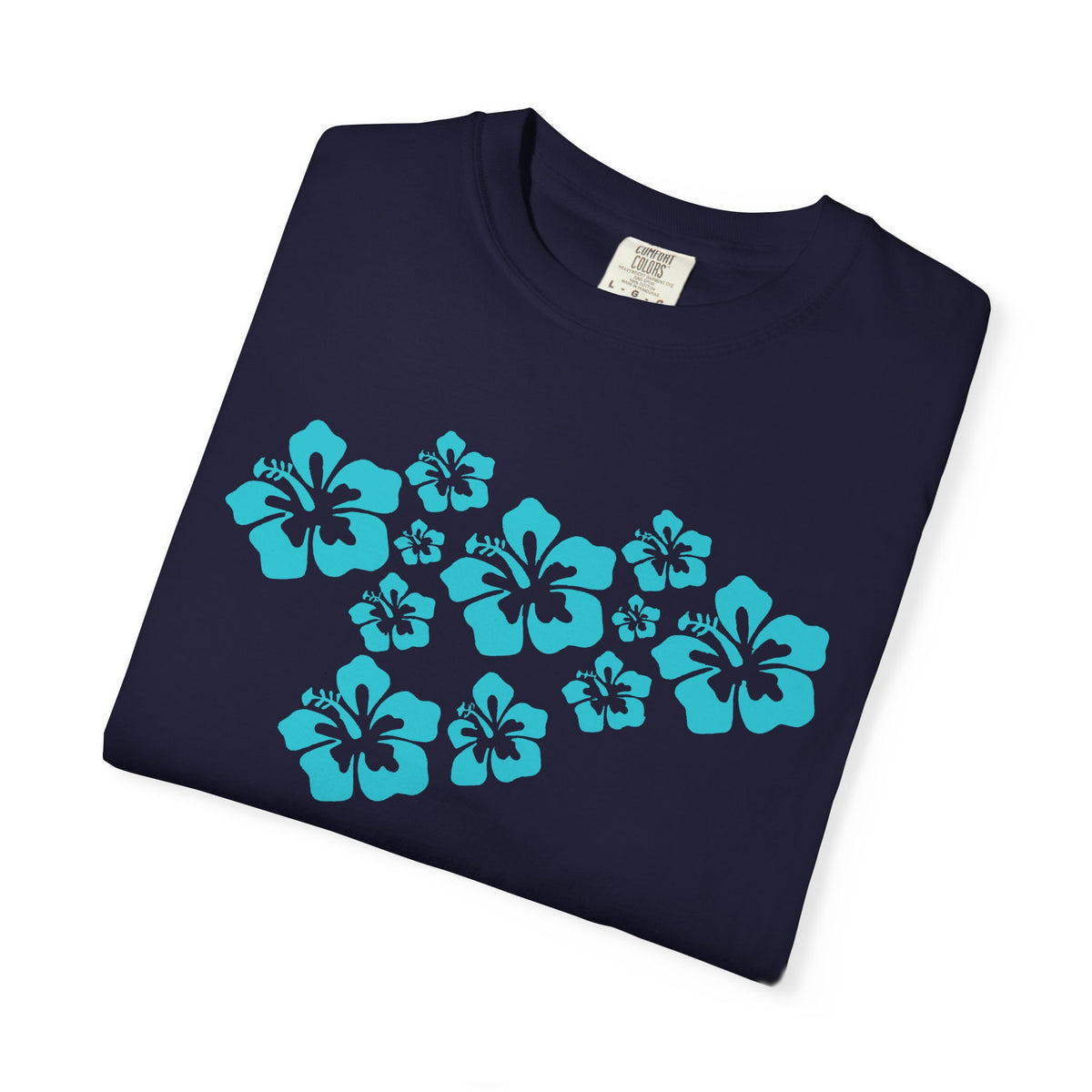 Hibiscus Flowers Tee | Teal Hibiscus Cluster Shirt | Tropical Island Flower T-Shirt | Comfort Colors