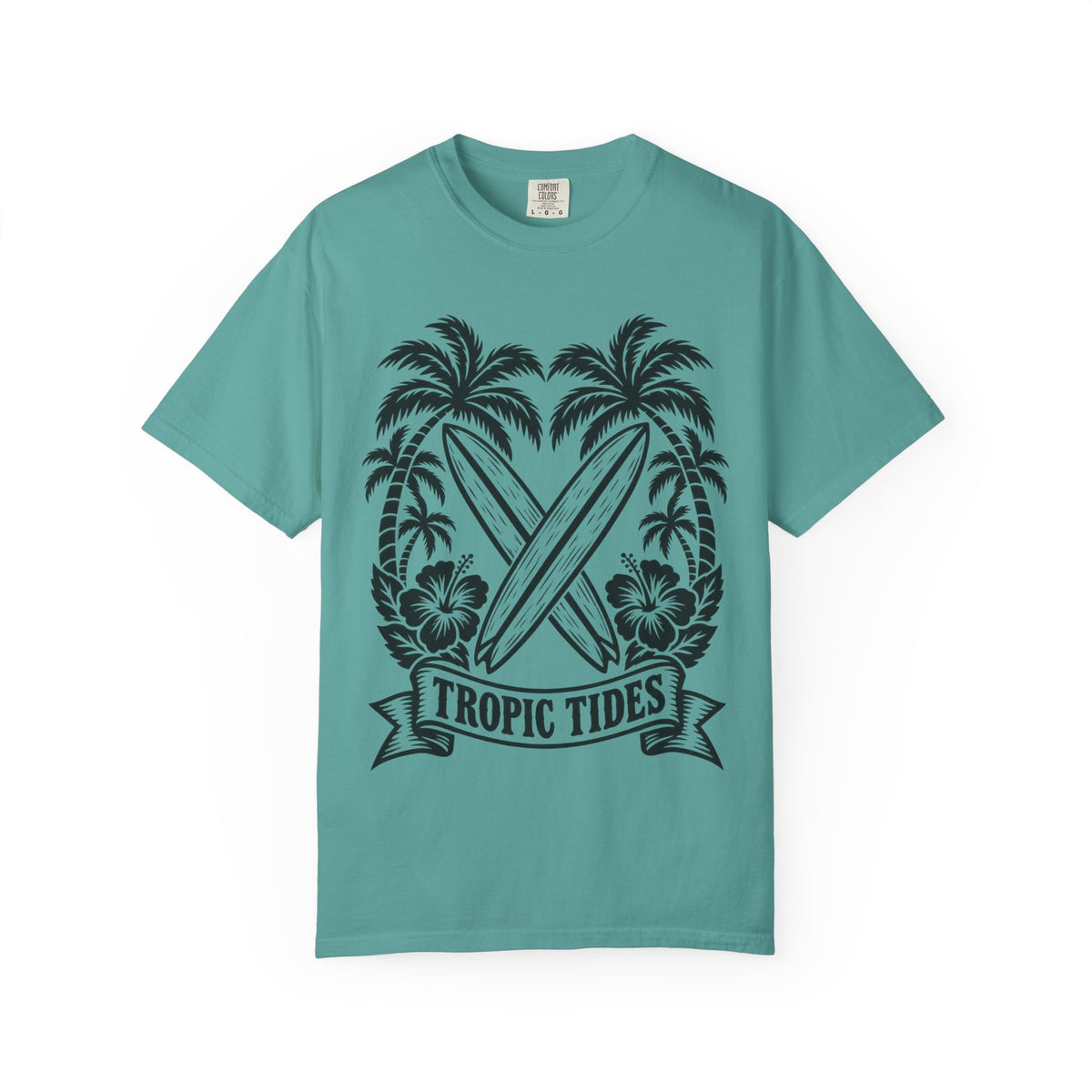Tropic Tides Surf Shirt | Woodcut Crossed Boards Tee | Comfort Colors T-Shirt