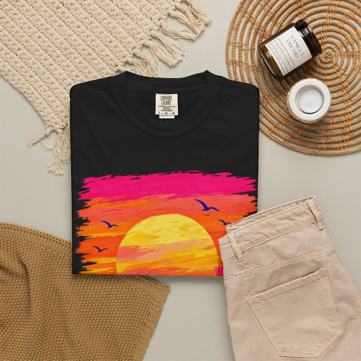 Grunge Sunset Surfer Shirt | Retro Stripe Surf Tee | Comfort Colors T-Shirt