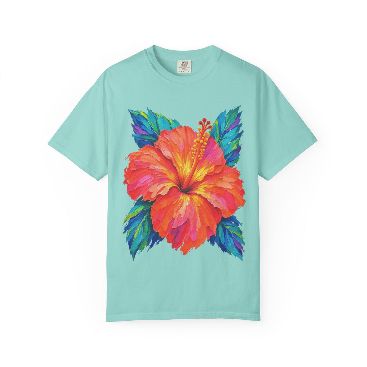 Painted Hibiscus Sunrise Shirt | Tropical Flower Tee | Comfort Colors T-Shirt