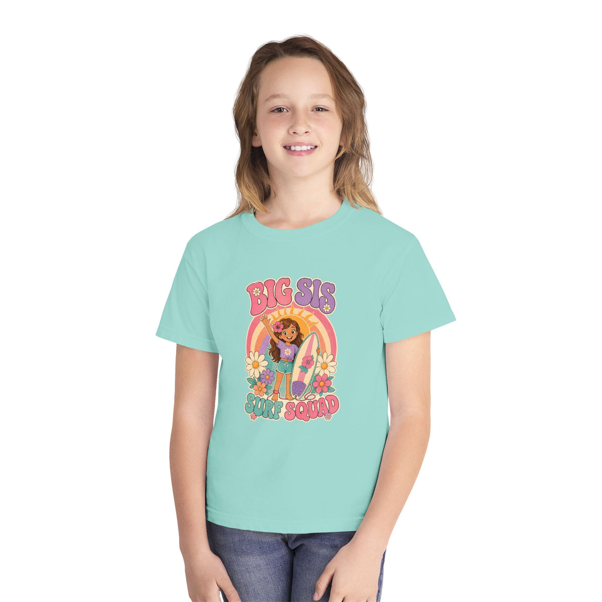 Big Sis Surf Squad Kids Tee | Big Sister Surf Shirt | Youth Beach T-Shirt | Surf Kid Gift