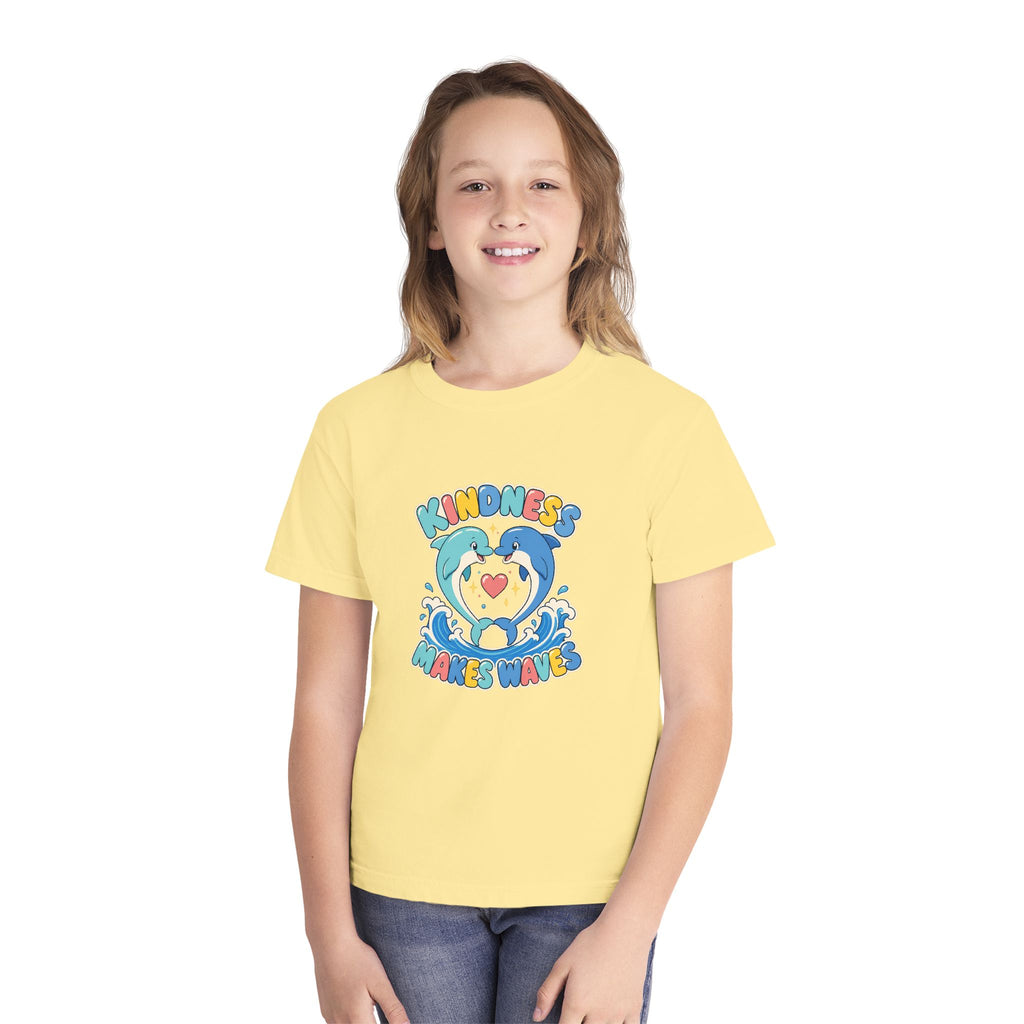 Kindness Makes Waves Kids Tee | Kindness Dolphin Kids Shirt | Youth Beach T-Shirt | Surf Kid Gift
