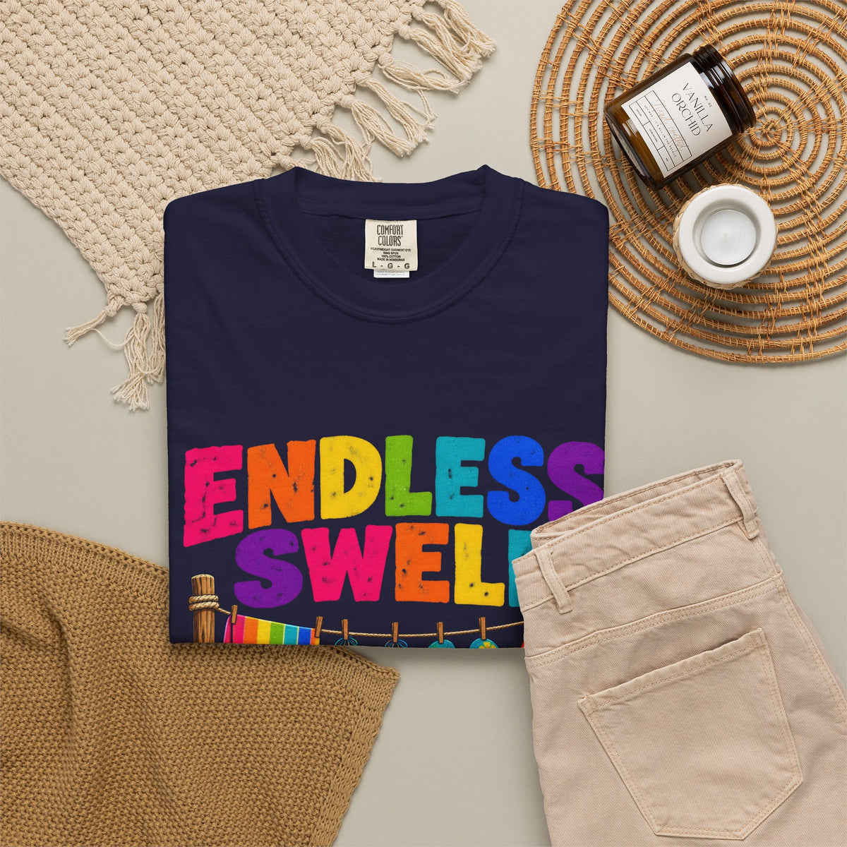 Endless Swell Season Tee | Retro Beach Clothesline Shirt | Colorful Surf T-Shirt | Comfort Colors
