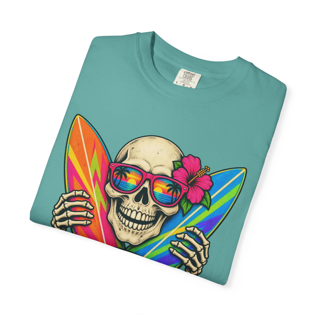 Surf Till You're Bones Tee | Funny Skeleton Surf Shirt | Retro Surfer T-Shirt | Comfort Colors