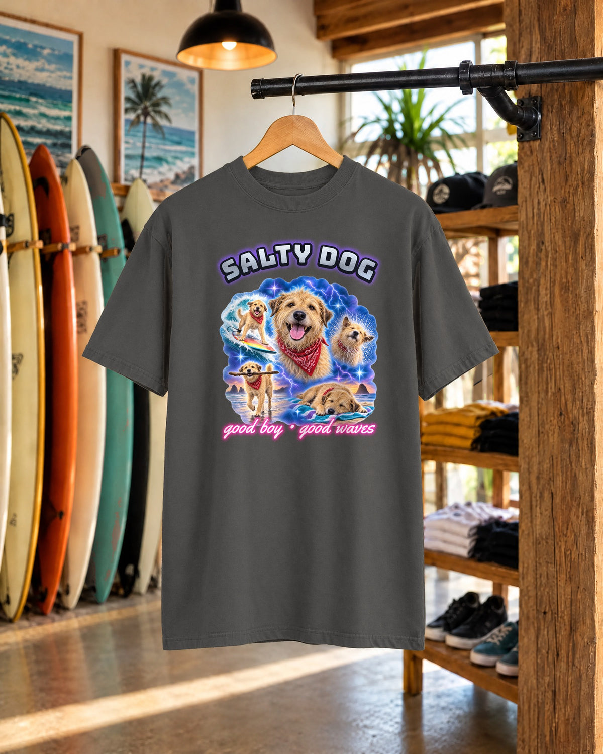 Salty Dog Surf Shirt | Dog Lover Bootleg Tee | Comfort Colors T-Shirt
