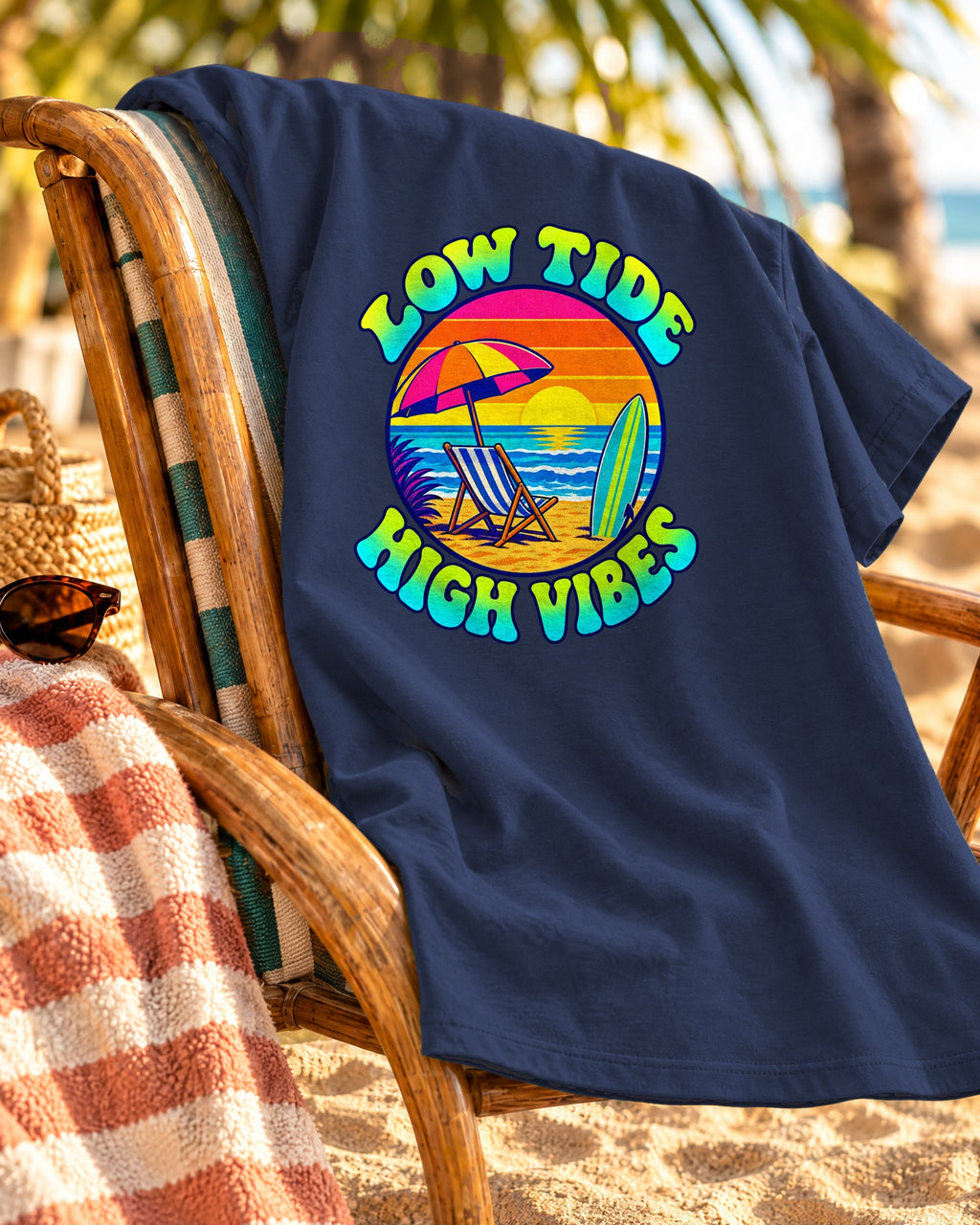 Low Tide High Vibes Tee | Good Vibes Beach Shirt | Colorful Tide Pool T-Shirt | Comfort Colors
