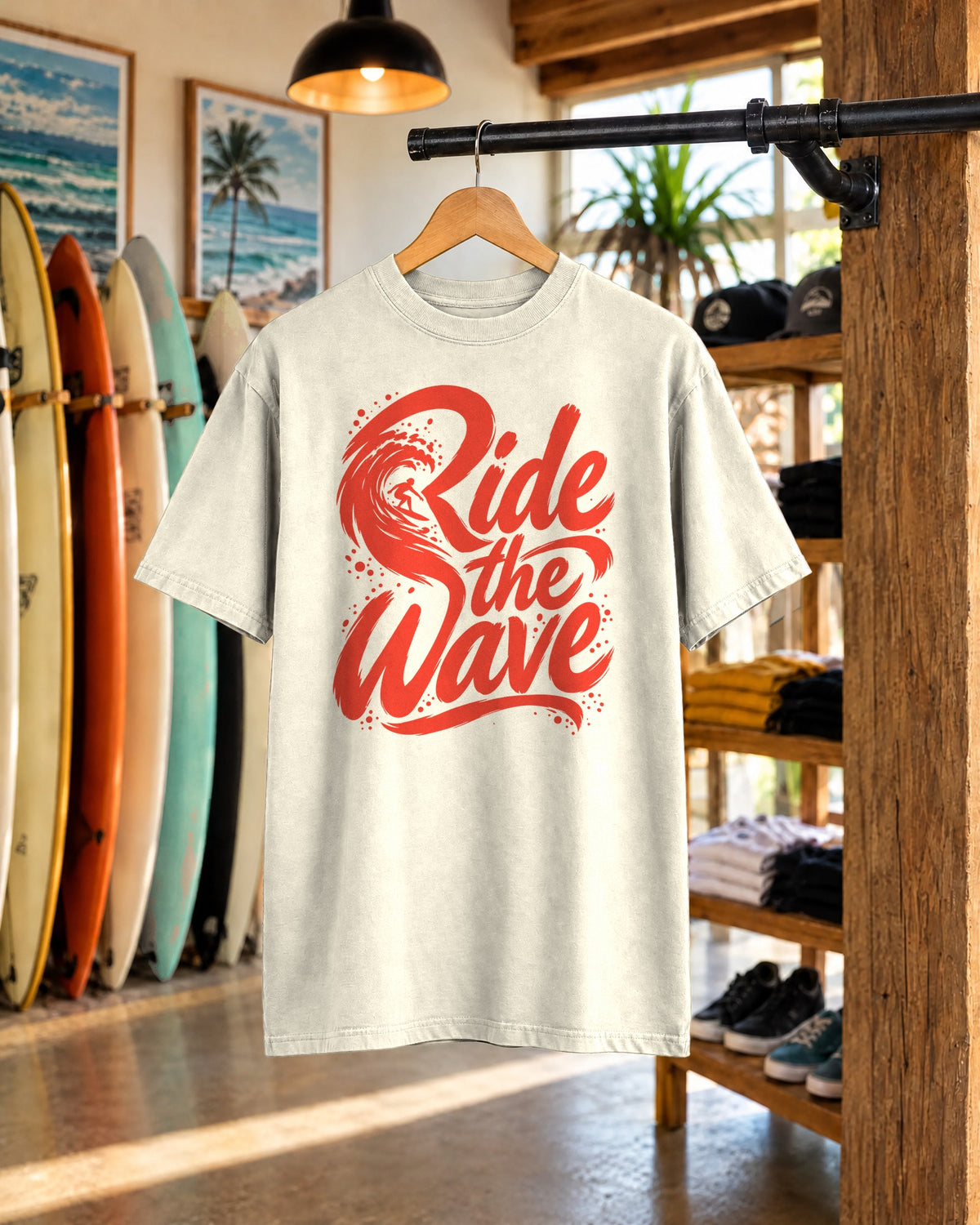 Ride The Wave Shirt | Brush Script Surfer Tee | Comfort Colors T-Shirt