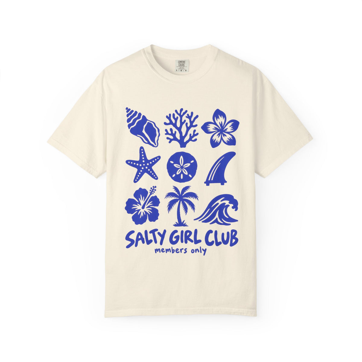 Salty Girl Club Shirt | Sea Shell Icons Beach Tee | Comfort Colors T-Shirt