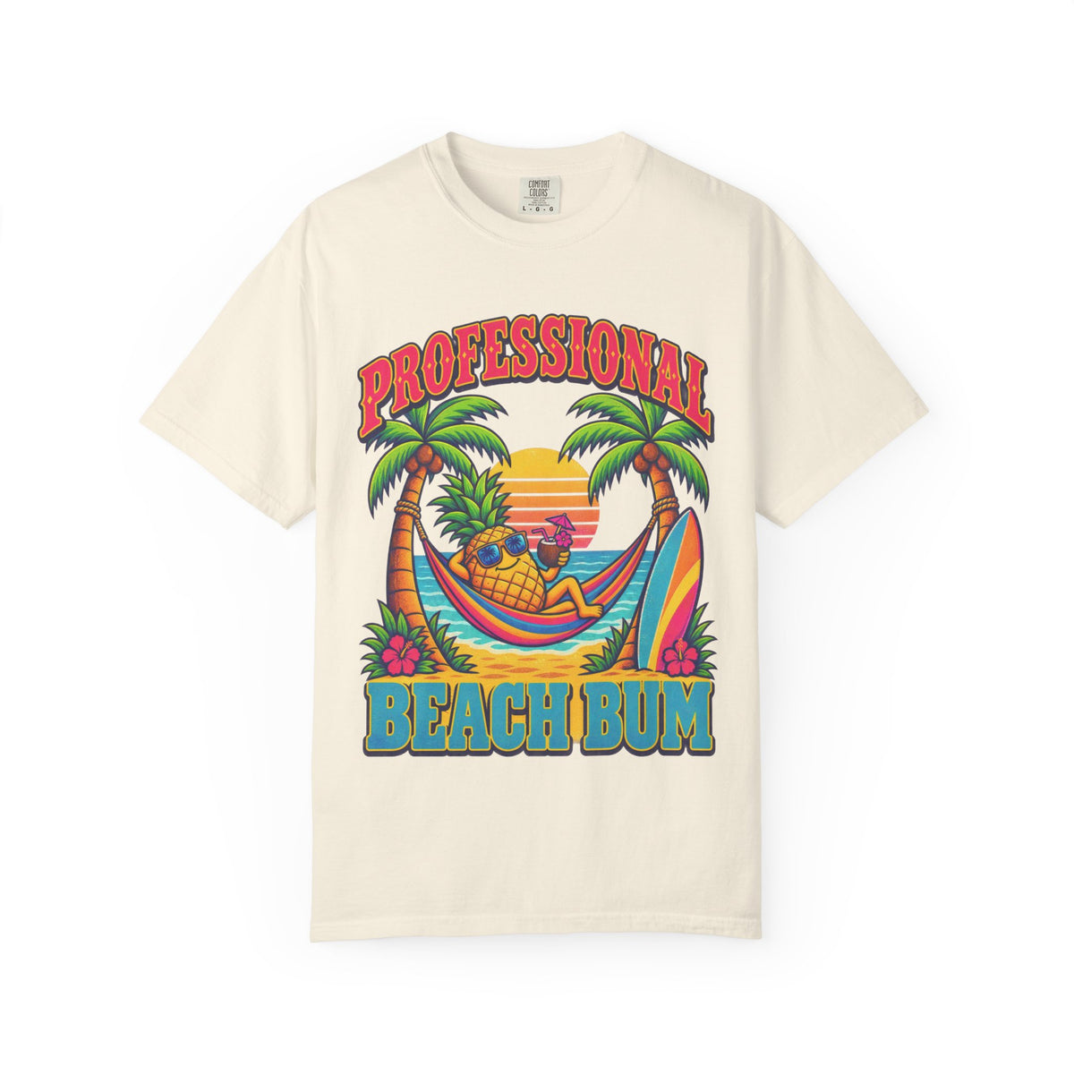 Professional Beach Bum Tee | Funny Pineapple Hammock Shirt | Retro Vacation T-Shirt | Comfort Colors