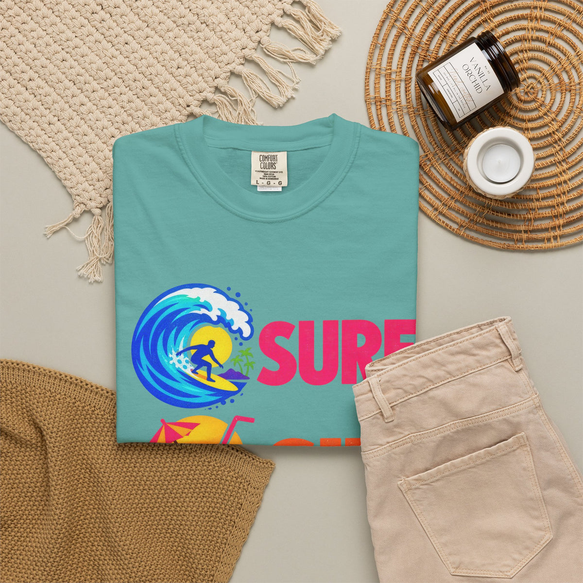 Surf Sip Repeat Tee | Surf & Cocktail Shirt | Funny Beach T-Shirt | Comfort Colors