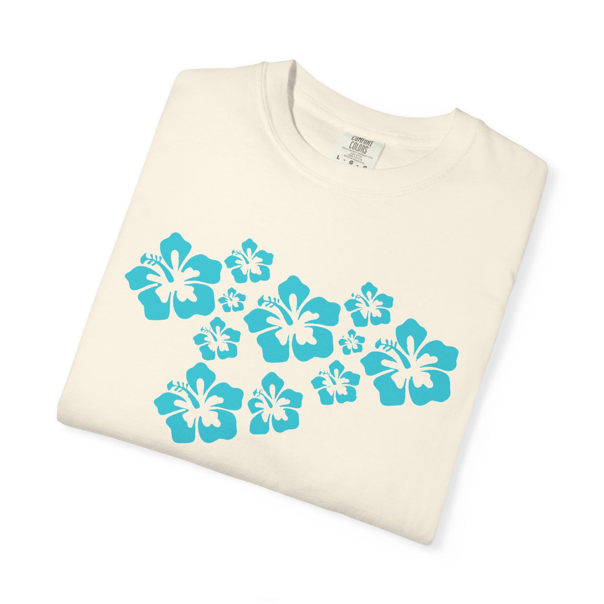 Hibiscus Flowers Tee | Teal Hibiscus Cluster Shirt | Tropical Island Flower T-Shirt | Comfort Colors