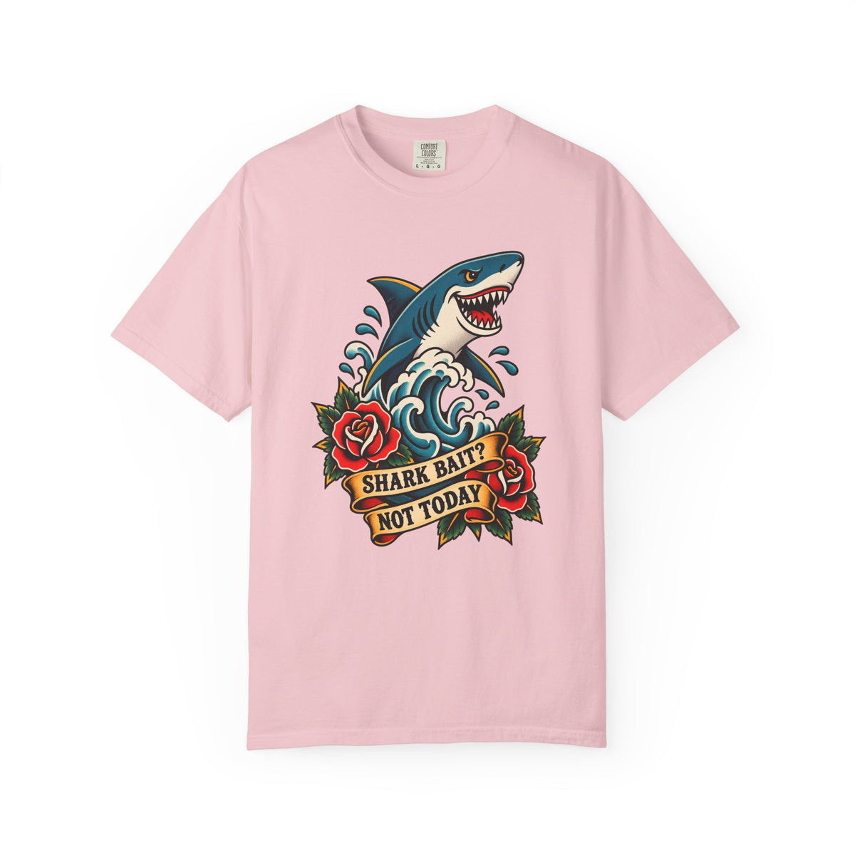 Shark Bait Not Today Tee | Tattoo Style Shark Shirt | Old School Surf T-Shirt | Comfort Colors Surfer Gift