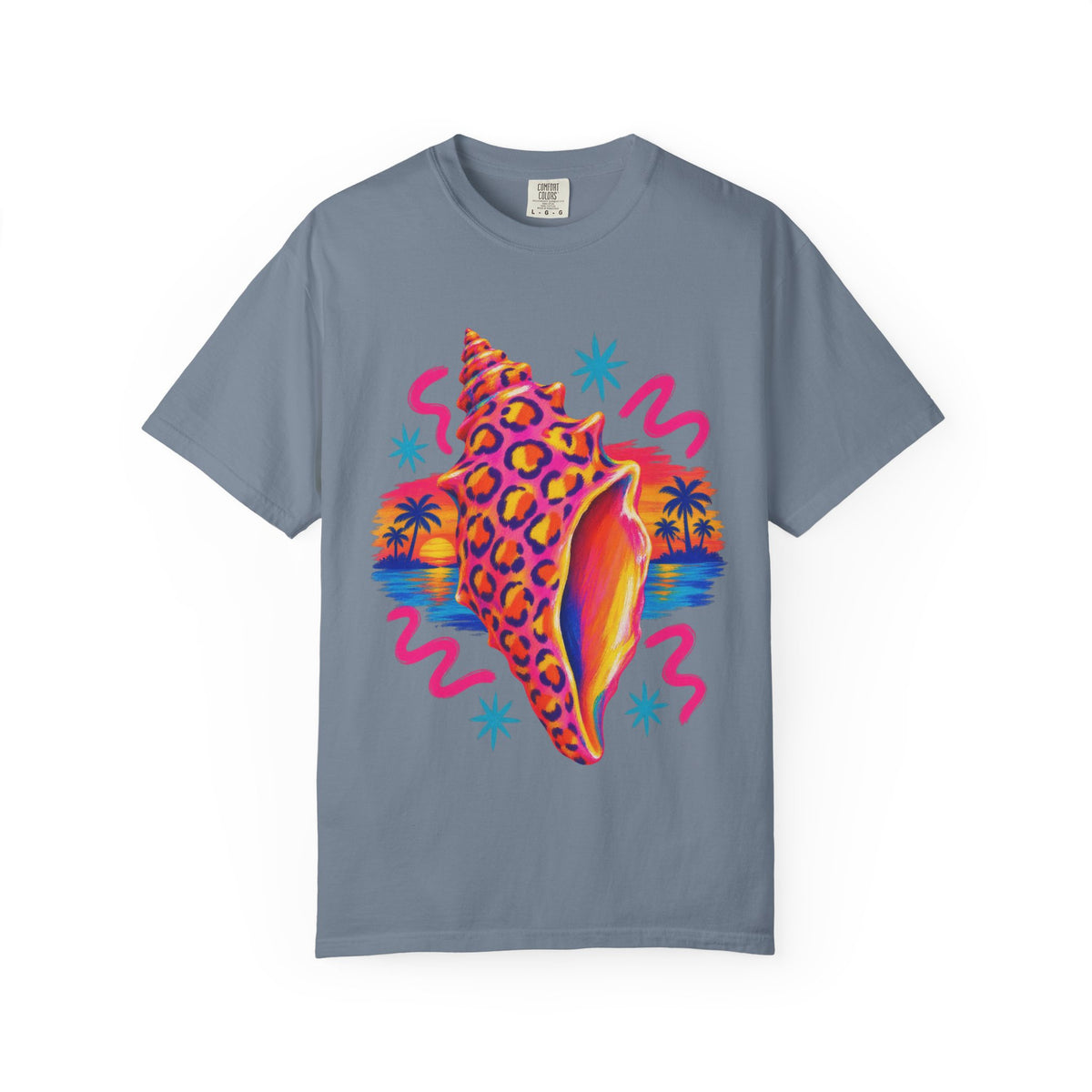 Leopard Conch Shell Shirt | Neon Sunset Beach Tee | Comfort Colors T-Shirt