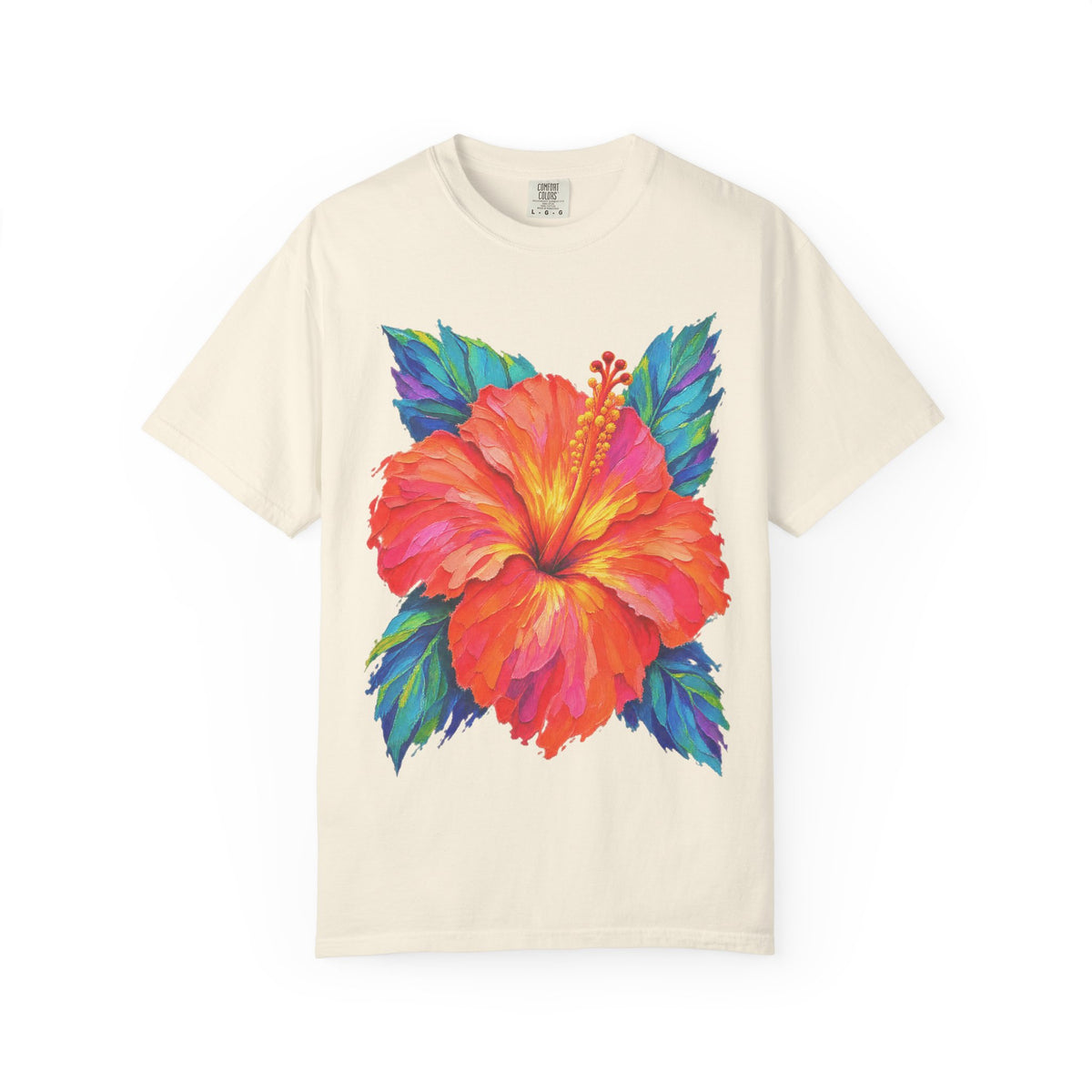 Painted Hibiscus Sunrise Shirt | Tropical Flower Tee | Comfort Colors T-Shirt